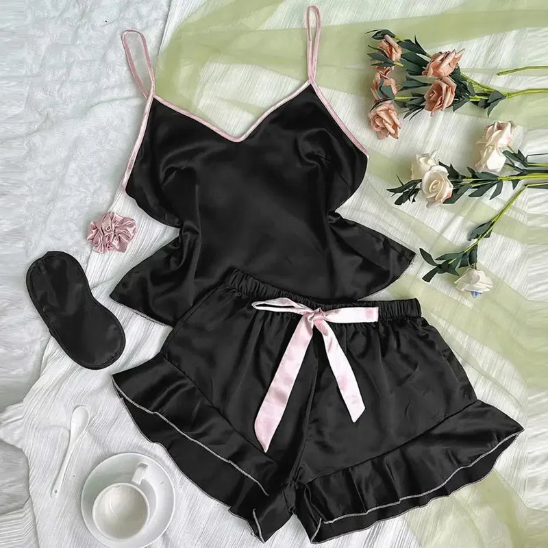 Conjunto de Pijama em Cetim com decote em V